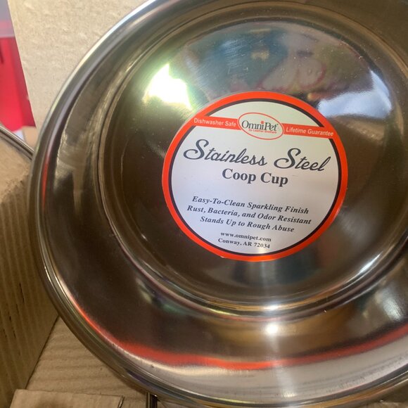 PET SUPPLIES  6 NIB 30oz Clamp-on Coop Cup stainless, fedding, water, dish, bird - Picture 5 of 6